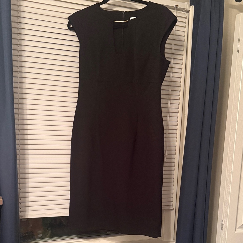Calvin Klein Black Cap Sleeve Midi Dress